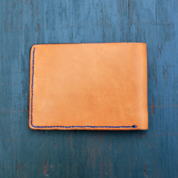 cash and papers Bifold Wallet in Horween Tan Essex lleather for cards Handstitched