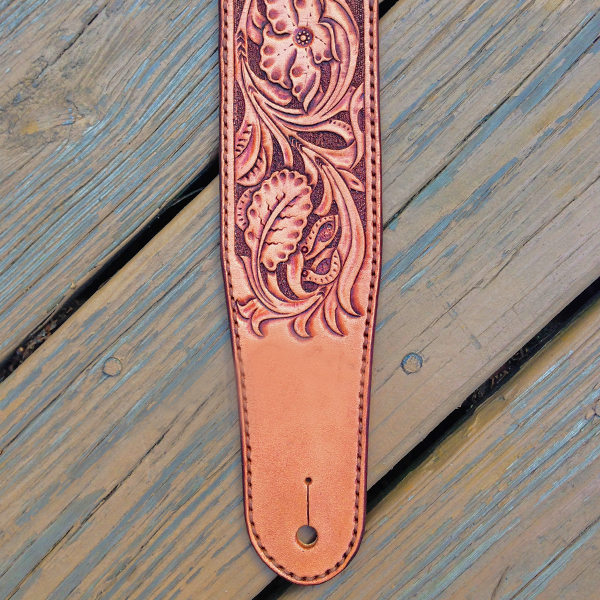 LASER CUT STACKED FLORAL GUITAR PURSE STRAP